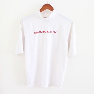 Men White Oakley Swim Rash Guard 3/4 sleeve